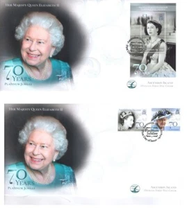 ascension 2022 Platinum Jubilee 70 Queen Elizabeth II 1952 2022 2v + ms1 FDC PJ - Picture 1 of 1