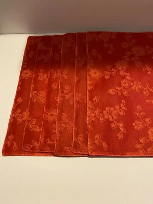 PIER 1. Brand New. 100% Silk Floral Red Placemats. Set of 6. - Image 1 of 3
