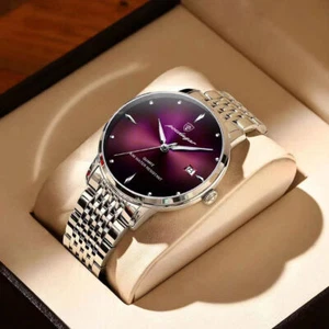 Men's Quartz Watch Stainless Steel Watches Date Wristwatch Waterproof Luminous - Picture 1 of 13