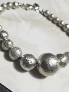 $169 Ross Simons hammered matte Textured sterling silver Ball beaded bracelet - Picture 1 of 7