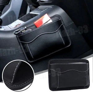 1x Black Car Interior Storage Bag Pocket Organizer PU Leather Bag Accessories - Imagen 1 de 13