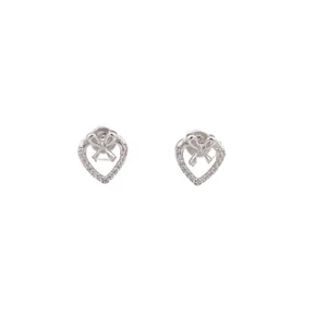 Round Lab Grown Diamond Heart Stud Earrings for Women 14k White Gold 1.52gm - Picture 1 of 9