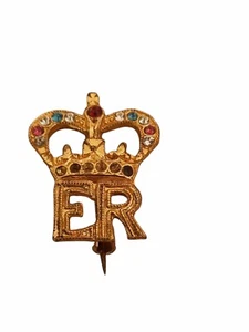 Queen Elizabeth Coronation Dainty Brooch 1953 ER Initial Pin Collectible Royal - Picture 1 of 2