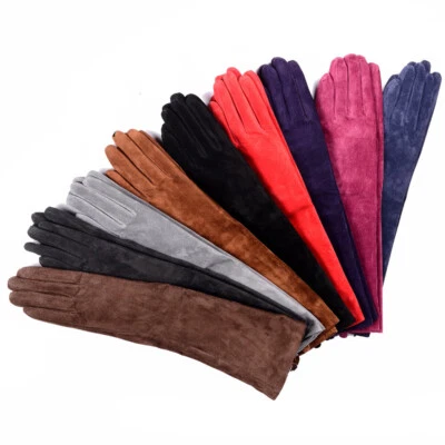Guantes largos de cuero de gamuza real con codo para mujer varios colores a elegir Foto 1 de 4