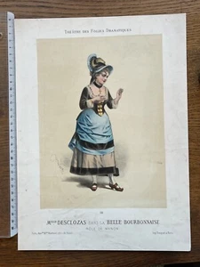 Estampe XIX / Théâtre des Folies Dramatiques - La Belle Bourbonnaise - 22x31cm - Foto 1 di 1