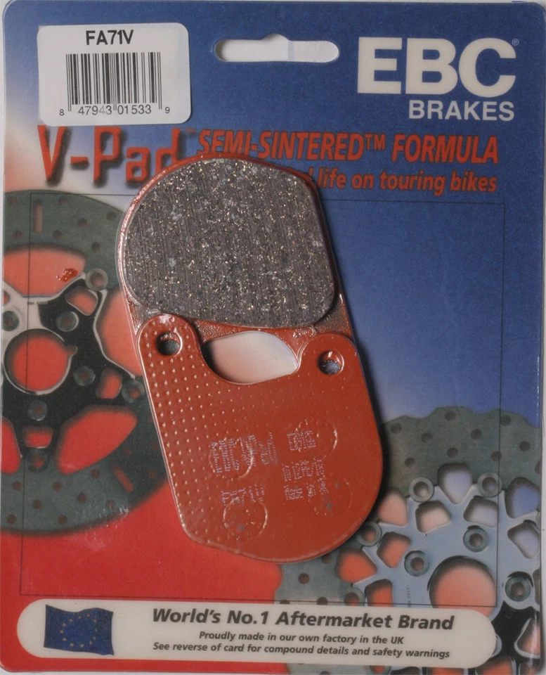 EBC 1979-1983 XLS1000 1000 Roadster Harley Davidson BRAKE PADS FA71V SEMI-SINTER - Image 1 of 1