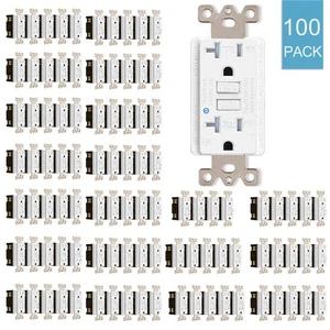 Receptáculo de pared 100PK 20A GFCI Outlet resistente a la intemperie TR WR con indicador LED - Imagen 1 de 12