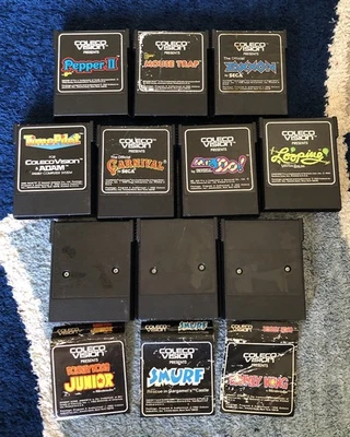 ColecoVision Games LOT OF 10 Donkey Kong Jr Mouse Trap Smurf Zaxxon *UNTESTED* - Image 1 of 4