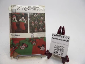 Simplicity 8292 Christmas Mickey Minnie Mouse Stocking Ornament Tree Skirt Uncut - Picture 1 of 4