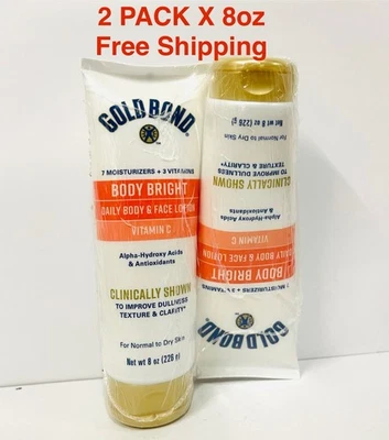 2 PACK Gold Bond Body Bright Daily Body & Face Lotion With Vitamin C, 8 oz each - Image 1 of 4