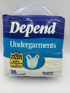NEW Vintage 1990 Depend Undergarments 36 Pack SEALED Plastic Back - Picture 1 of 5