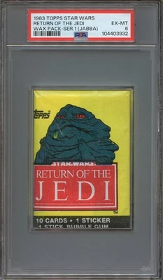 1983 Topps Star Wars Return of the Jedi Series 1 Unopened Wax Pack Jabba PSA 6 - Image 1 of 2