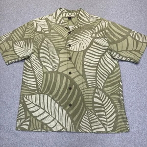 Camisa Tommy Bahama Para Hombre Camisa de Campamento Hawaiana 100% Seda Floral Verde Mediana - Imagen 1 de 7