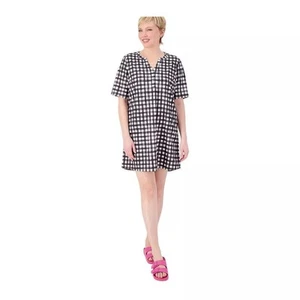 Denim & Co. Beach Regular Quick Dry Cover Up Black Gingham XL Neu - Bild 1 von 1