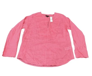 J Crew Womens Minimalist Eco Ramie Pink Tunic Top Long Sleeve XS Lightweight NEW - Picture 1 of 6