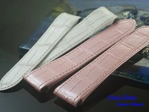 20mm 23mm GATOR skin Band Strap​ bracelet fits Cartier Santos 100 pink white - Picture 1 of 3