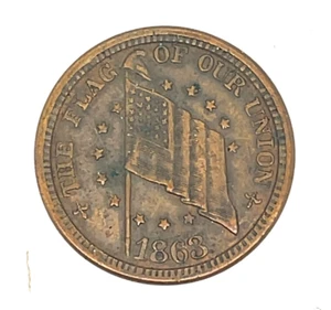 1863 THE FLAG OF OUR UNION  Anyone Attempts To Shoot It Down Civil War Token - Picture 1 of 2