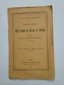 PRINCE ROLAND BONAPARTE 1895 Rapports Sur Les Prix Barbié Du Bocage et Jomard - Picture 1 of 3