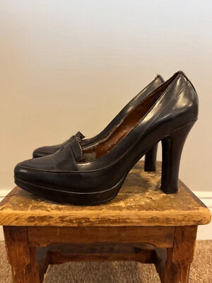 Mocasín de cuero vintage Enzo Angiolini marrón tacones para mujer talla 8,5 Foto 1 de 4