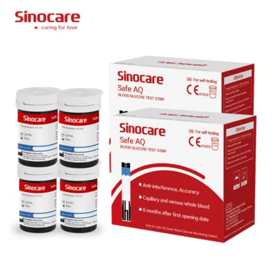 Sinocare 100 Stück Blutzuckerteststreifen für Safe AQ Smart/Voice ohne Lanzette - Bild 1 von 3