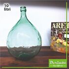 Damigiana di vetro verde chiaro 10 litri, arredamento, vintage, vaso da terra