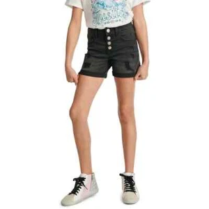 Justice Girls High Rise Button Front Denim Shorts, Size 6 Black Wash ---Ch8-- - Picture 1 of 4