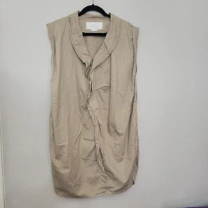 Hanii Y Sleeveless Cotton Dress Khaki Ruffle Front Pockets Casual EUR Size 46 - Picture 1 of 8