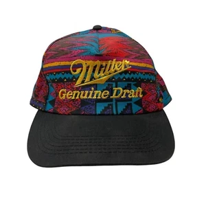 Vintage Miller Genuine Draft MGD Beer Snapback Hat Aztec Cap Embroidered OSFA - Picture 1 of 11