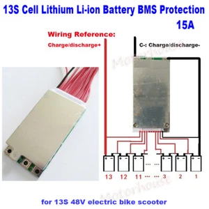 13S 15A 48V Lithium Li-ion 18650 Battery Packs Cell BMS Charger Protection Board - Picture 1 of 4