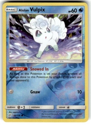 Alolan Vulpix 39/236 Sm-Cosmic Eclipse Reverse Holo NM Condition  - Image 1 of 2
