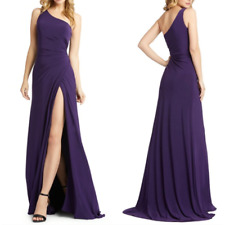 MAC DUGGAL 26163 Eggplant Purple One Shoulder Ruched Jersey Evening Gown Size 12