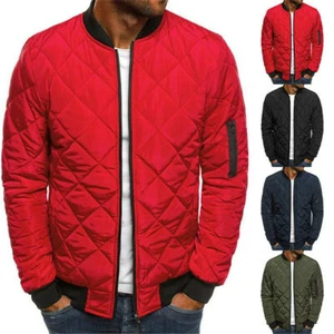 Mens Winter  Long Sleeve Bomber JacketWarm Coat Thick Clothes Stand-Up Zip Comfy - Picture 1 of 12