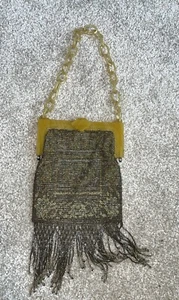 ANTIQUE VINTAGE ART DECO BEADED BAG WITH BAKELITE FRAME - Picture 1 of 10