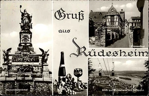 RÜDESHEIM Rhein AK 1964 Mehrbild-AK 3 Ansichten + Wein und National-Denkmal - Picture 1 of 2