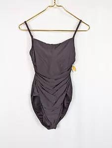 Miraclesuit Talbots Brown One Piece Swimsuit Stomach Ruching Underwire Sz 8 NEW - Picture 1 of 7