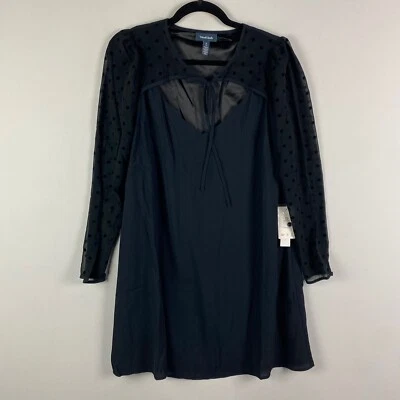 ModCloth After the Aria Shift Dress Size Small Black Long Sleeve - Image 1 of 4