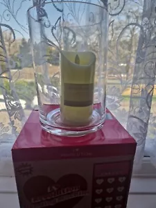 22CM TALL Pillar Candle Holder Clear Glass Hurricane Church Candle Holder Vase - Picture 1 of 8