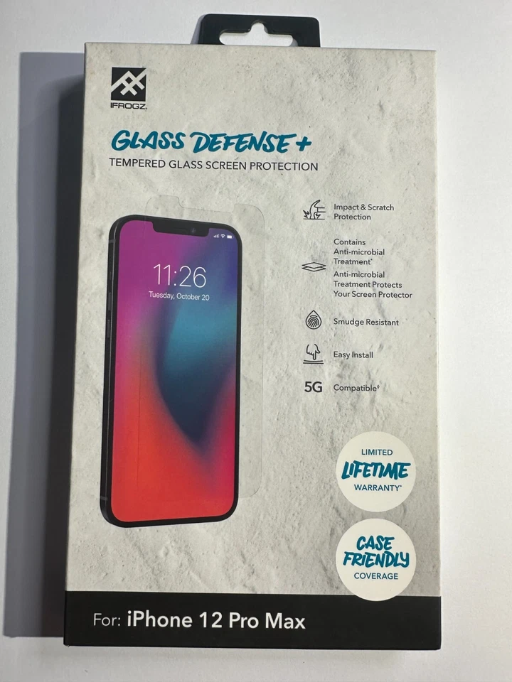iFrogz Glass Shield Tempered Glass 5G Screen Protector fits iPhone 12 Pro Max - Image 1 of 3