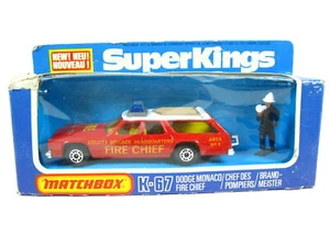 RARE Matchbox SuperKings K-67 Dodge Monaco Fire Chief - Green Triangle, Tan Roof - Picture 1 of 17