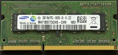 M471B5773CHS-CH9 OEM SAMSUNG LAPTOP MEMORY 2GB 1RX8 PC3-10600S-09-10-ZZZ (CA63) - Image 1 of 2
