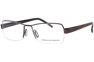 Porsche Design P8210-B Eyeglasses Dark Brown Semi Rim Square Shape 53mm - Picture 1 of 5