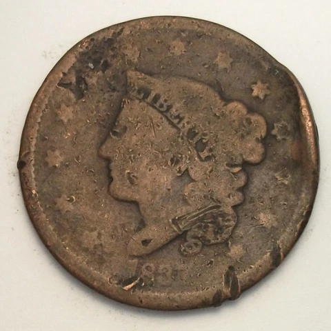 1837 Matron "Young Head" Head Large Cent As Pictured Cover