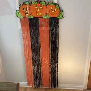 Vintage PUMPKINS Halloween Kooky Door Curtain Doorway Streamer Banner School Fun - Picture 1 of 9