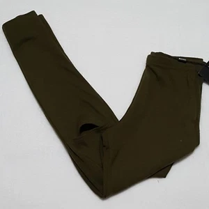 NWT Misguided Sz 4 Leggings CUT OUT Knee Army Green Yoga Stretch Womens New - Picture 1 of 8