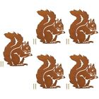  Set of 5 Lawn Animal Insert Iron Squirrel Ornament Patio Decoration Metal