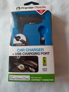 Premier Mobile Car Charger + USB Ladebuchse kompatibel mit iPhone, iPad und iPad - Bild 1 von 6