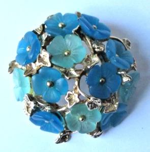 Broche ancienne couleur or fleurs pate de verre ORENA Paris bijou Vintage 372 - Bild 1 von 3
