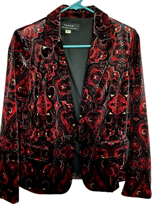 Tehari Arthur S. Levine Red Paisely Velvet Blazer (Size 6 NWT) - Изображение 1 из 4