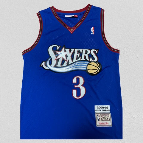 Allen Iverson #3 Philadelphia 76ers Throwback Swingman Mens  Jersey -Blue Cover