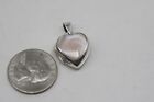 VTG Sterling Heart shape MOP photo locket Necklace pendant marked 925 L6